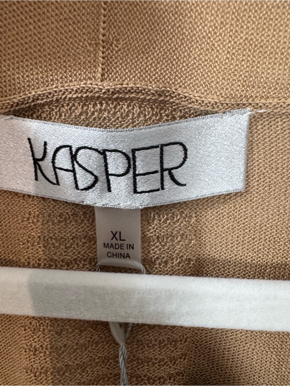 Kasper Women's Open-Front Cardigan in Camel Brown w/ Sheer Detail- Size XL - Picture 3 of 14